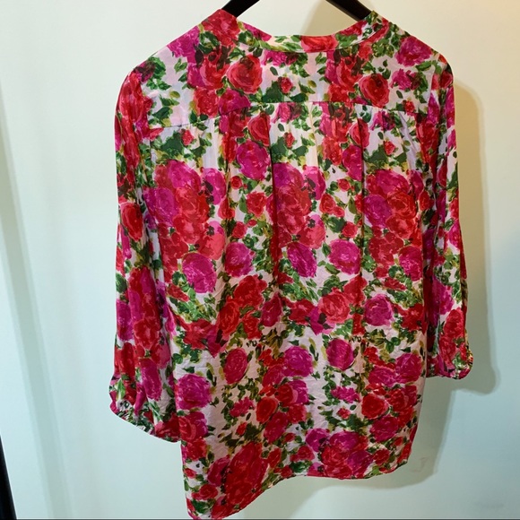 Velvet, Floral Silk blouse, Size Small - Picture 2 of 6